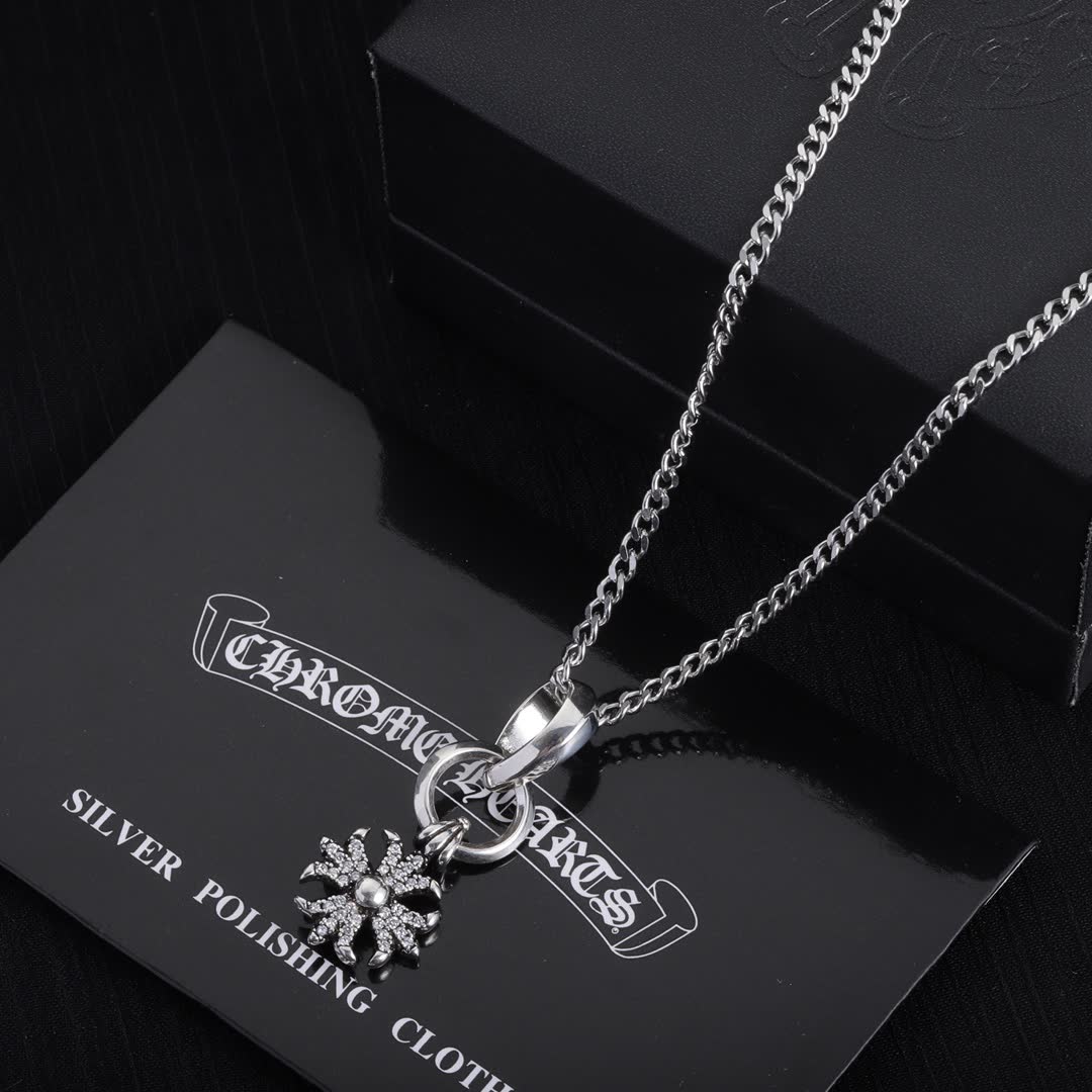 Chrome Hearts Silver Flower Charm Necklace